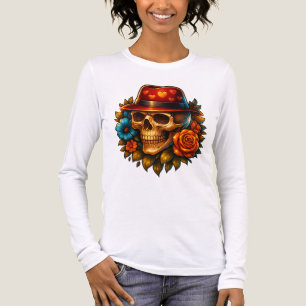 Romantic Skull Long Sleeve Shirt – Floral Heart