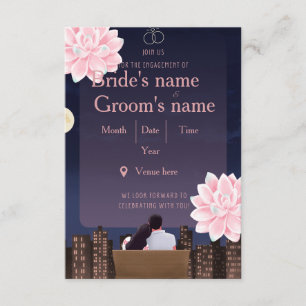 Romantic Skyline Silhouette Engagement Party Invitation