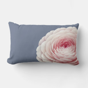 Romantic Slate Blue Blush Floral Throw Pillow