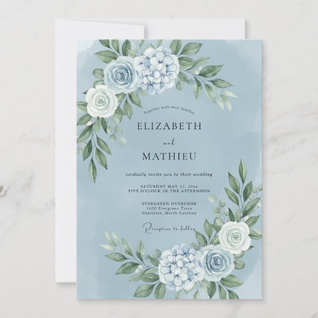 Romantic Slate Petal Wedding Invitation (Front)