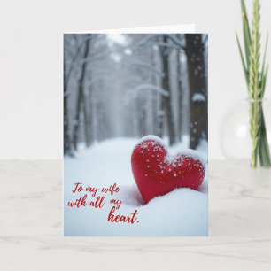 Romantic Snow Heart Card for Wife
