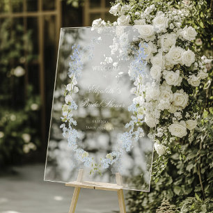 Romantic Soft Blue Bridal Shower Welcome Acrylic Sign