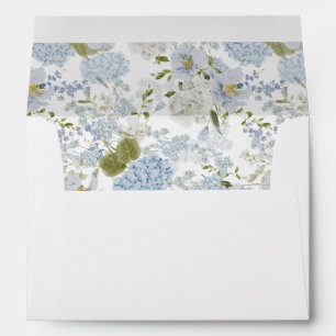 Romantic Soft Blue Floral Pattern Wedding Envelope
