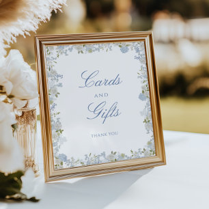 Romantic Soft Blue Floral Wedding Cards and Gifts Poster