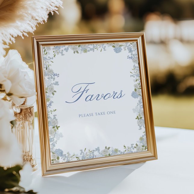 Romantic Soft Blue Floral Wedding Favours Poster (Creator Uploaded)