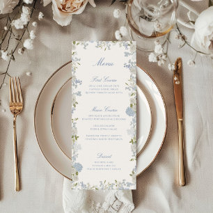 Romantic Soft Blue Floral Wedding Menu