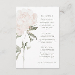 Romantic Soft Blush Peony Wedding Details Enclosure Card
