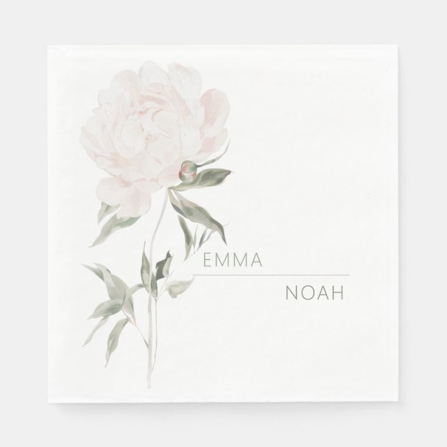 Romantic Soft Blush Peony Wedding Napkin (Front)