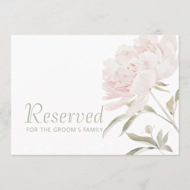 Romantic Soft Blush Peony Wedding Reserved Sign (Back)