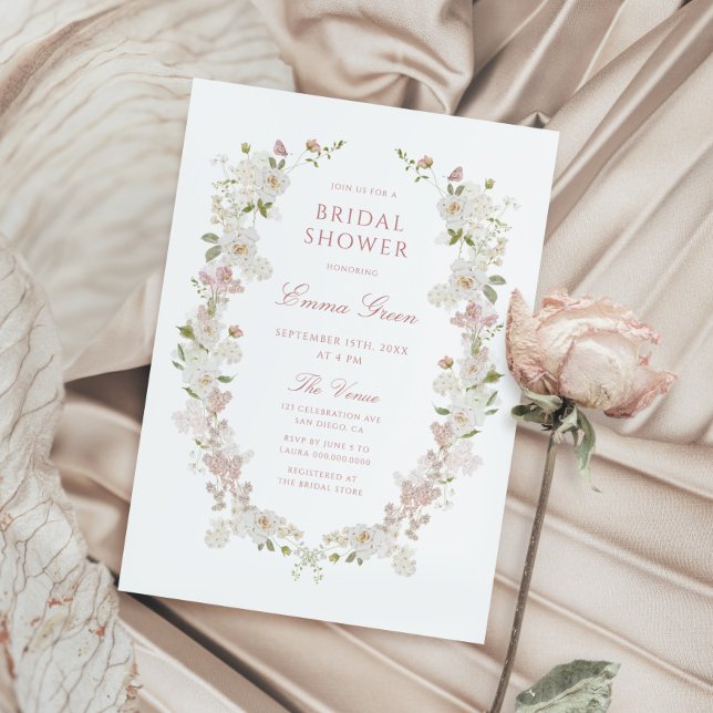 Romantic Soft Blush Vintage Frame Bridal Shower Invitation (Creator Uploaded)