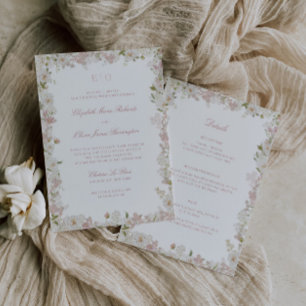 Romantic Soft Blush White All-In-One Wedding Invitation