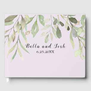 Romantic Soft Botanical Greenery Wedding Guest Book