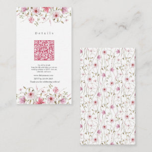 Romantic Soft Floral Blush pink wedding QR code Enclosure Card