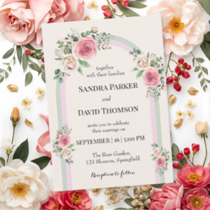 Romantic Soft Pastel Floral Arch Wedding  Invitation