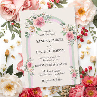 Romantic Soft Pastel Floral Arch Wedding Invitation