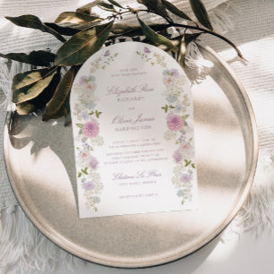 Romantic Soft Pastel Monogram Arch Wedding Invitation
