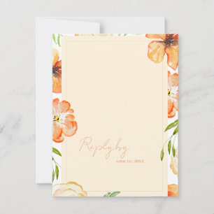 Romantic Soft Peach QR Code Garden Floral Wedding RSVP Card