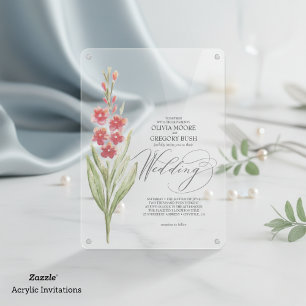 Romantic Soft Pink Flowers Summer Garden Acrylic Invitations