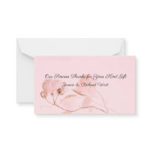 Romantic Soft Pink Rose Bud Wedding Thank You