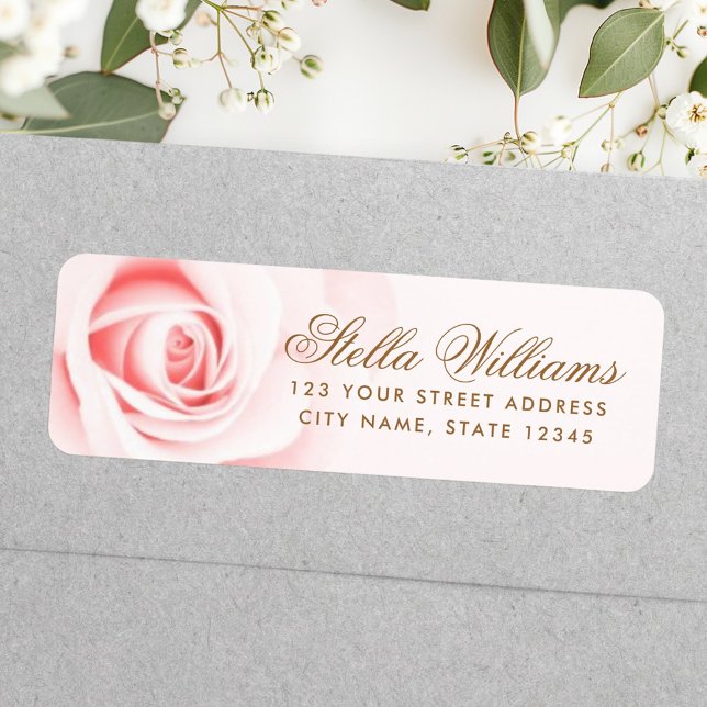 Romantic soft pink rose return address (Romantic soft pink rose return address label)