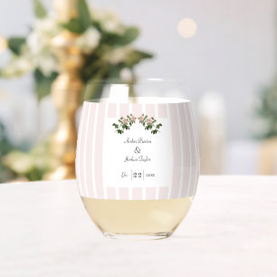 Romantic Soft Pink Wedding Stemless Wine Glass