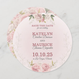 Romantic Soft Roses Save The Date Card