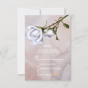 Romantic Soft White Roses Elegant Floral RSVP Card