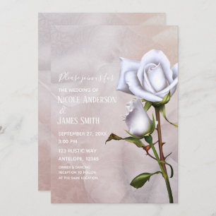 Romantic Soft White Roses Elegant Floral Wedding Invitation