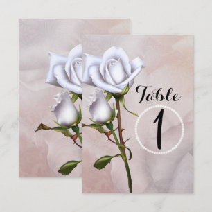 Romantic Soft White Roses Elegant Table Number