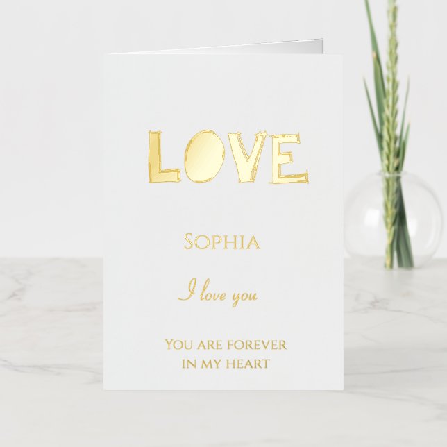 Romantic Solid Love Quote Foil Greeting Card (Front)