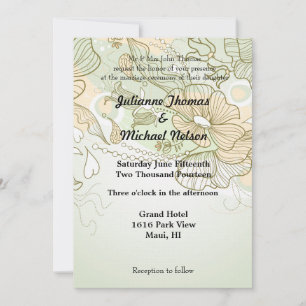 Romantic Soulmate Heart Green Floral Wedding Invitation