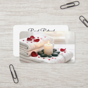 Romantic Spa with Rose Petals and Hearts Business Card
