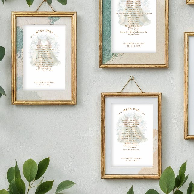 Romantic Spanish Quinceañeras Twins Dolls in Green (Romantic Spanish Quinceañeras Twins Dolls in Green and Brown Shades Table Names Cards and Place Card)