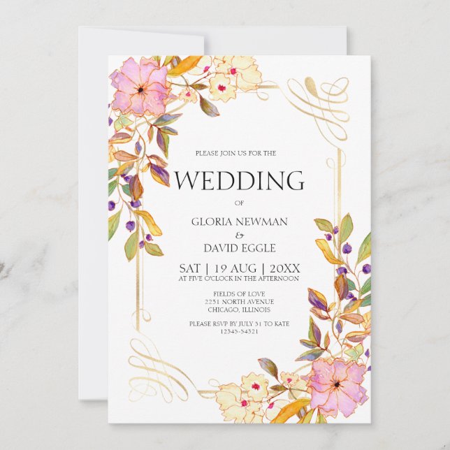 Romantic Spring Floral Wedding Invitation (Front)