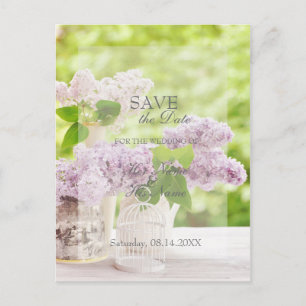 Romantic Spring Flower Floral Lilac SAVE the Date Announcement Postcard
