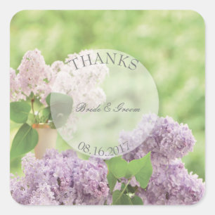 Romantic Spring Flower Floral Lilac Wedding Thanks Square Sticker
