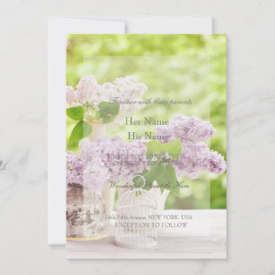 Romantic Spring Flower Floral White Lilac Wedding Invitation