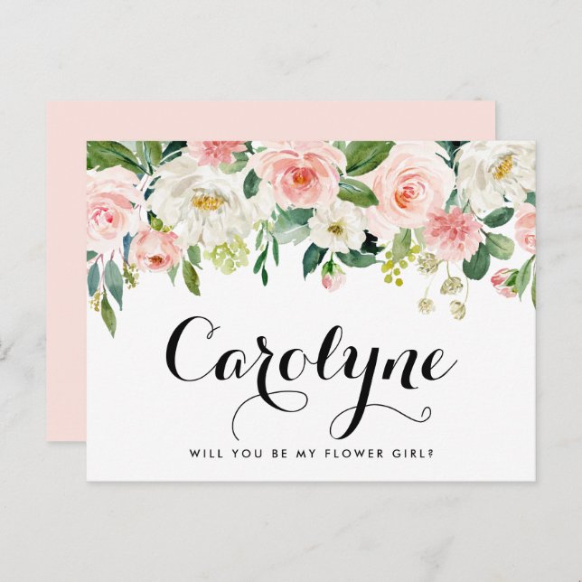 Romantic Spring Flowers Be My Flower Girl Card (Front/Back)