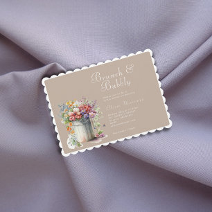 Romantic Spring Flowers Vase Bridal Shower Brunch Invitation