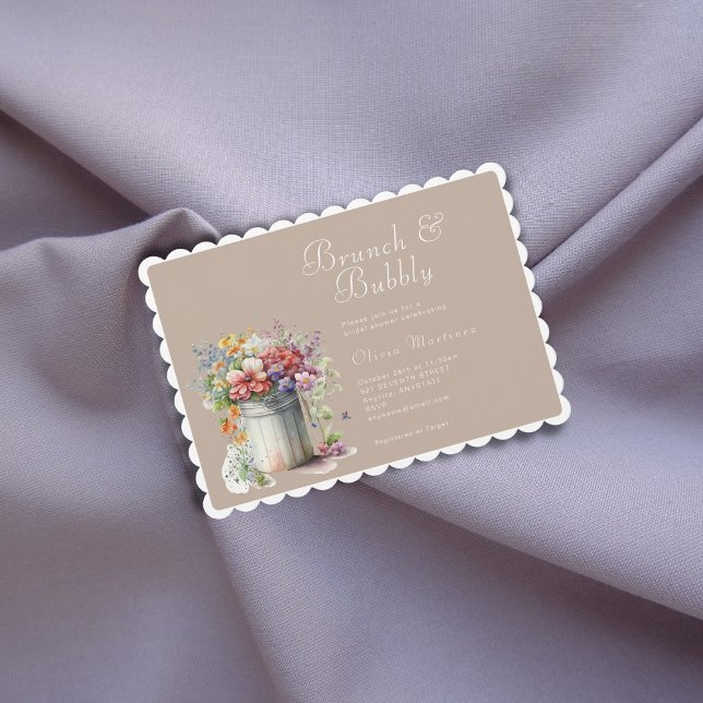 Romantic Spring Flowers Vase Bridal Shower Brunch Invitation (Creator Uploaded)
