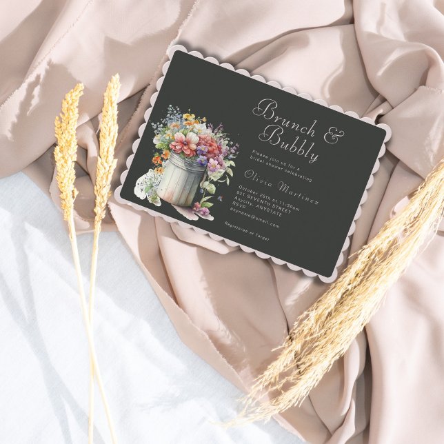 Romantic Spring Flowers Vase Bridal Shower Brunch Invitation (Creator Uploaded)