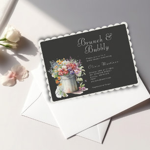 Romantic Spring Flowers Vase Bridal Shower Brunch Invitation
