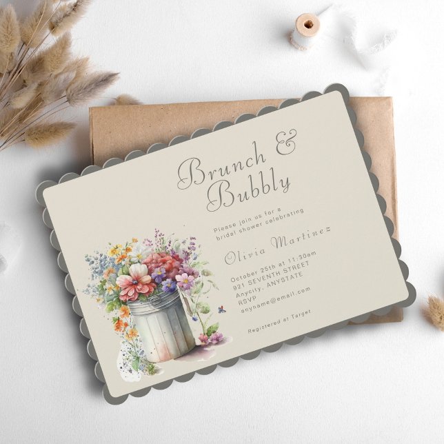 Romantic Spring Flowers Vase Bridal Shower Brunch Invitation (Creator Uploaded)