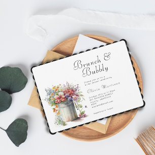 Romantic Spring Flowers Vase Bridal Shower Brunch Invitation