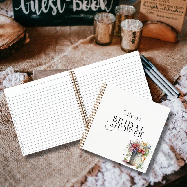 Romantic Spring Flowers Vase Bridal Shower Guest Notebook (Creator Uploaded)