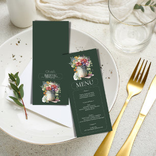 Romantic Spring Flowers Vase Bridal Shower Menu Invitation