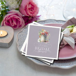 Romantic Spring Flowers Vase Bridal Shower Napkin