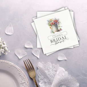 Romantic Spring Flowers Vase Bridal Shower Napkin