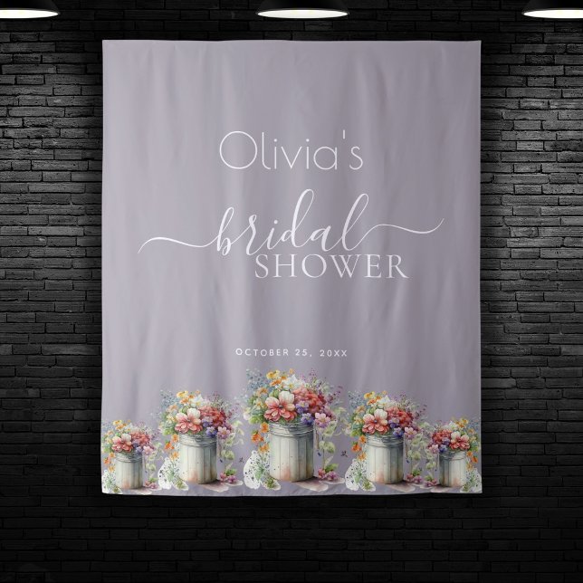 Romantic Spring Flowers Vase Bridal Shower Tapestry (Creator Uploaded)