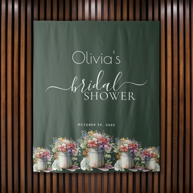 Romantic Spring Flowers Vase Bridal Shower Tapestry (Creator Uploaded)